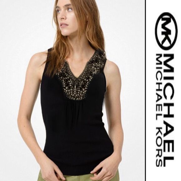 Michael Kors Gold Stud Bib Tank - Picture 1 of 8